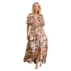 Baltic Born Custom Dresses Uma Velvet Maxi Dress in Floral Shimmer Size Small